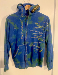 The Great China Wall RARE Hoodie Blue Green Tie Dye 90s Vintage Medium
