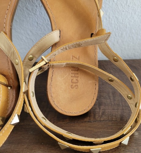 SCHUTZ Courtney Studded Gladiator Wrap Sandals - Tan Leather 6.5 - Picture 7 of 8