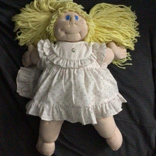 Vintage Cabbage Patch Kids Little People Soft Blonde Blue Eyes W Flower Dress