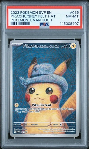 2023 POKEMON SVP EN-SV BLACK STAR PROMO #085 PIKACHU WITH GREY FELT HAT PSA 8