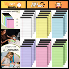 24 Pack 5x8 Legal Pads - Colored Notepads, College Ruled, Perforated, 30 Sheets