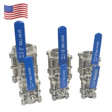 1/2" 3/4" 1" 2  3PCS Full Port Ball Valve NPT Threaded Plumb stainless steel 304