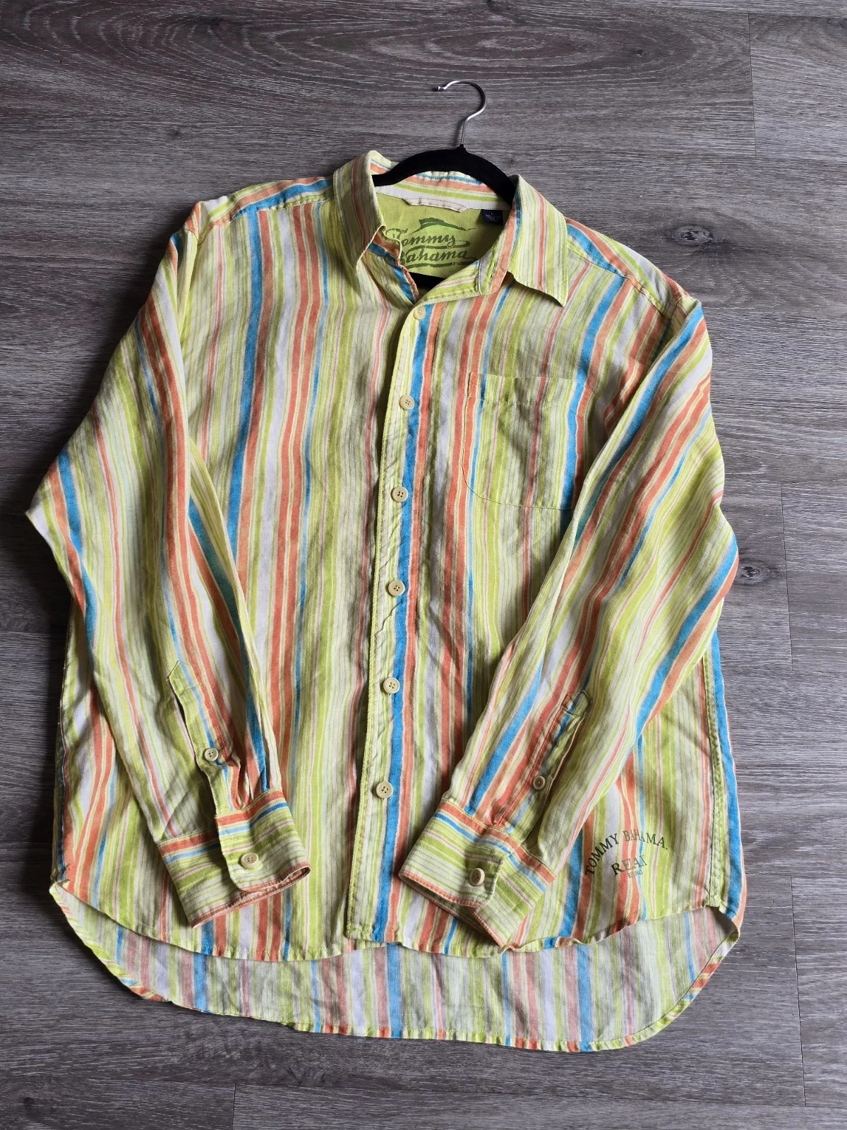 Tommy Bahama Relax Men's Multicolor 100% Linen Button-Up Shirt. Sz Large