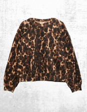 Womens HUSH Sweatshirt Crew Neck Long Sleeve Leanne Leopard Brown