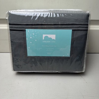 Dreamcare Full  Size Sheets 4 Piece Bed Sheets Deep Pocket Microfiber Gray 