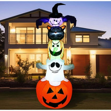 Halloween Inflatables Decorations, Blow up 8ft Ghost Pumpkins, Built-in LED Ligh