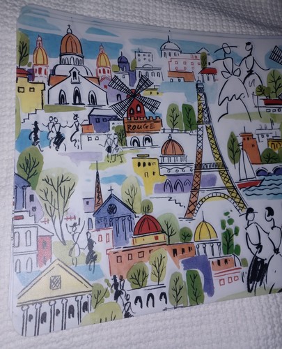 4 Placemats Paris Abstract City Scape Plastic Eiffel Tower Multicolor - Picture 2 of 5