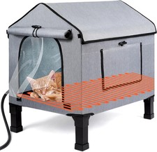 Large Heated Cat House for Outside Winter Insulated Cat Dog Shelter Weatherproof