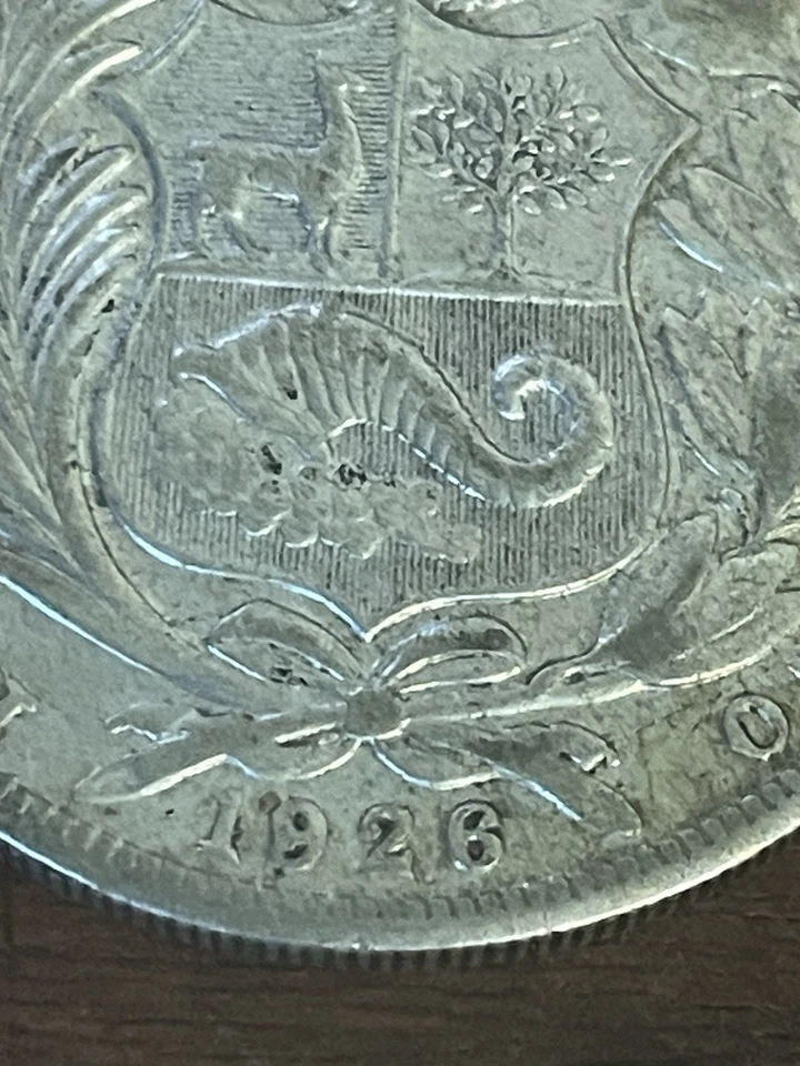 Moneda Peruana de Plata Original GRANDE Antigua 1 SOL América del Sur PERÚ 1926 Foto 2 de 4
