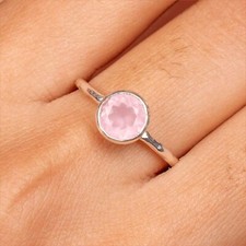 Solid 925 Sterling Silver Natural Rose Quartz Gemstone Ring Jewelry For Her R-29