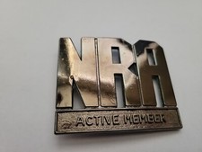 NRA National Rifle Association Active Member Surface Etch Blackened Belt Buckle