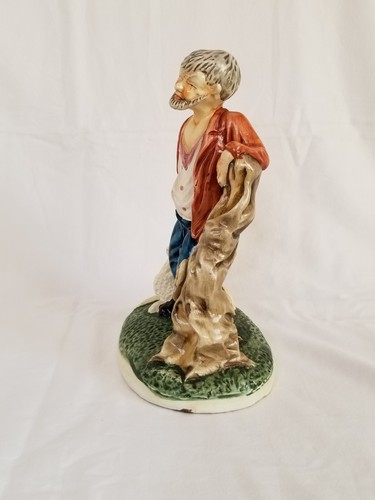 Capodimonte Style "OLD GUY With SHEEP - Leaning On Stump - LARGE - RARE FIND 🔥 - Picture 7 of 12