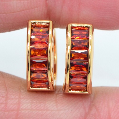 18K Yellow Gold Filled Women Multicolour Mystic Topaz Hoop Huggie Earrings - Picture 7 of 24