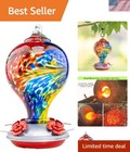 32oz Glass Hummingbird Feeder with Ant Moat, Nebula Color - Gift for Bird Lovers