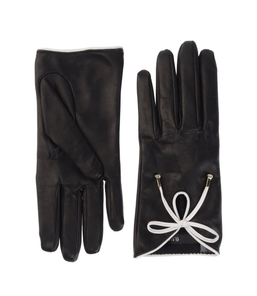 Neue GUCCI LUXUS  Lederhandschuhe  Gr. 8  NAPPA schwarz,  design Hufnageldetail 