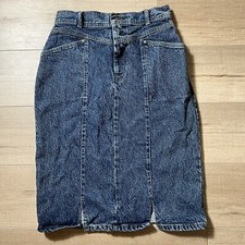Vintage Levi's Youth USA Denim Below Knee Length Straight Jean Skirt Size 14