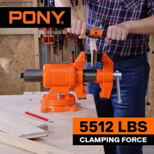 Pony 5 Inch Bench Vise Heavy Duty 5512 LBS Clamping Force 360 Degree Swivel Base