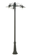 Lampione illuminazione da esterno, palo alto 234cm grafite, tre luci E27 Antique