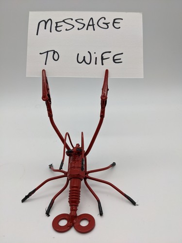 Spark Plug Crawfish Note Photo Reminder Holder Handmade SEE VIDEO - Picture 4 of 10