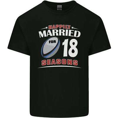 18 Jahre Hochzeitstag 18. Rugby leichtes Baumwoll-T-Shirt für Herren