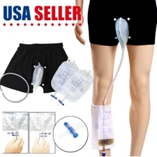 Male Wearable Incontinence Pants Urinal Leg Bag Silicone Urine Funnel Collector