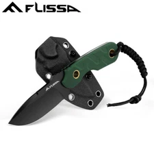 FLISSA 7" Fixed Blade Knife Hunting Knife Full Tang with G10 Handle Kydex Sheath