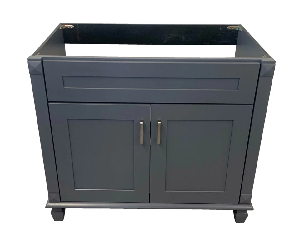 36英寸灰色摇床单人浴室梳妆台底柜36英寸宽x21英寸x32英寸高 — 第 2/4 张图片