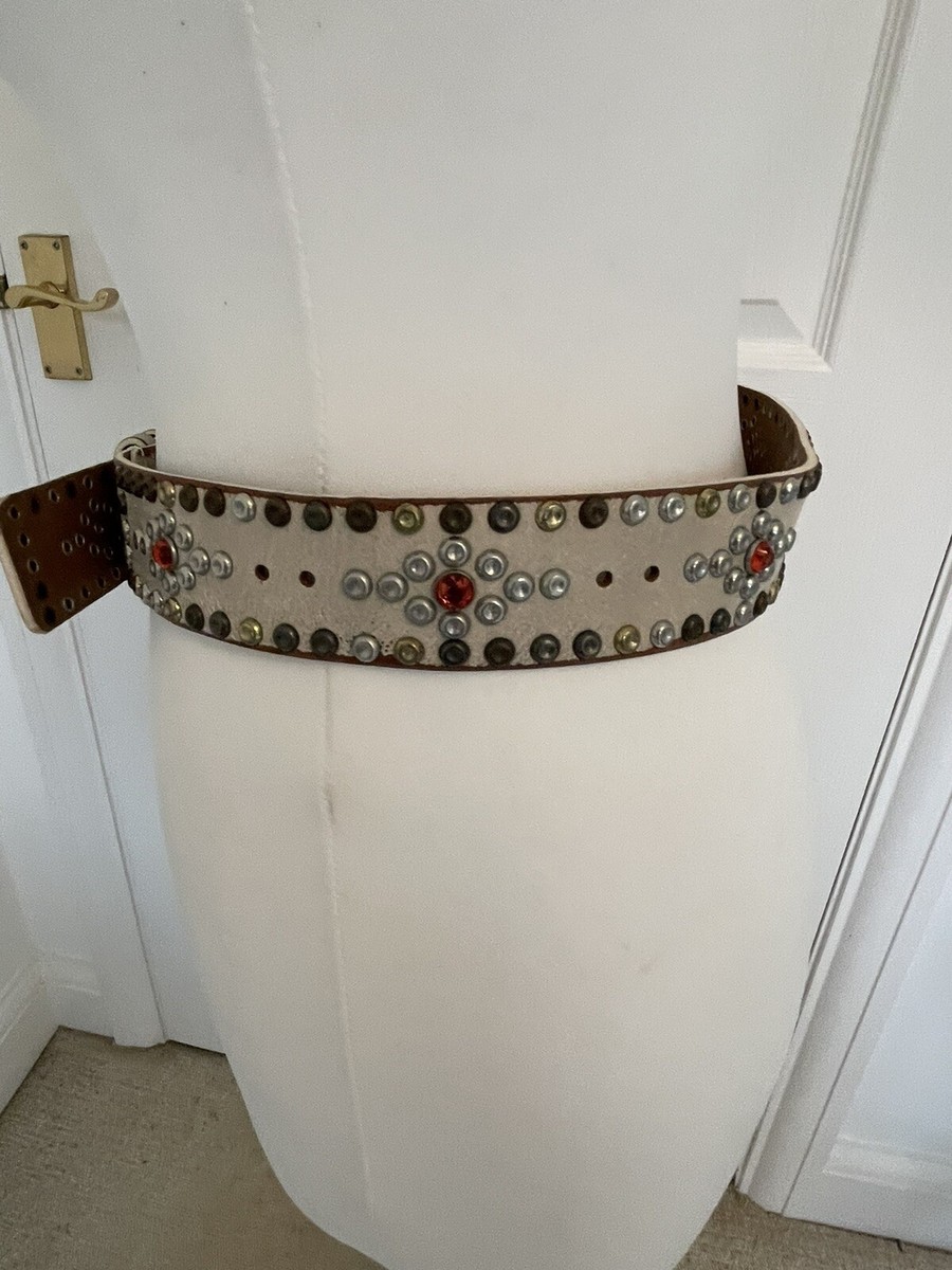 ISABEL MARANT Elvis Belt White leather With Studding And red stones Size M  New