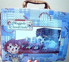 Raggedy Ann  Andy CHINA tea set  paperdolls /clothes washable PLAYSKOOL DOLLS