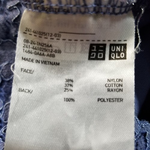 Uniqlo Top Womens Medium Blue Lace Short Sleeve Shirt Flowers Casual Ladies - Picture 19 of 19