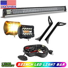 52 Led Light Bar 4 Cube Pods Mounting Brackets For 1987-1995 Jeep Wrangler Yj