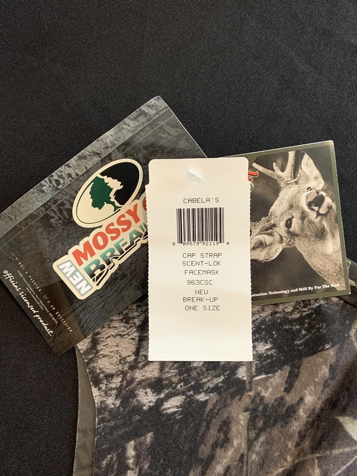 NOS Cabelas Mossy Oak Hunting Cap Strap Face Mask Men One Size Camo Made USA - Image 4 of 4