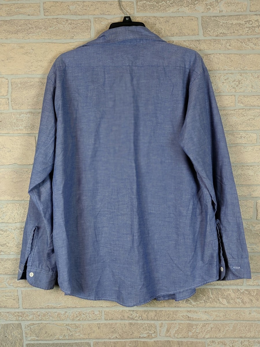 Reworked 70's Big Yank Chambray Workwear Shirt Denim Pocket Flaps