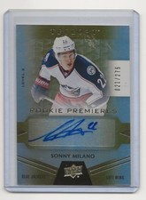 16-17 2016-17 Upper Deck Trilogy #112 Sonny Milano AUTO 021/275 Rookie Columbus