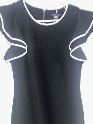 Tommy Hilfiger Black Flutter-Sleeve Fit & Flare Dress Women's Sz 8 | eBay