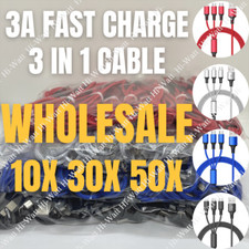 Lot 3 in 1 Charger 4ft Universal Fast Charging Cable For iPhone USB-C Micro USB