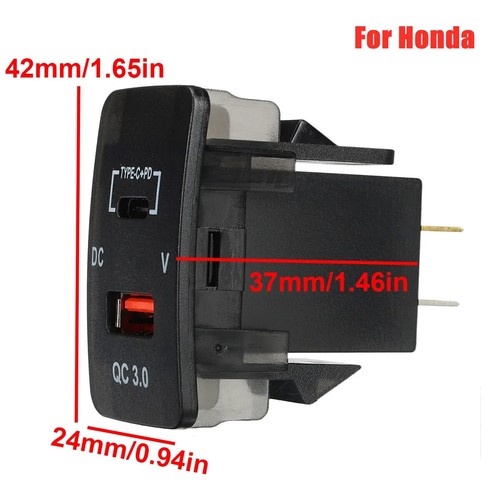 36W Dual USB Fast Charger Adapter QC3.0 Type C+PD Socket for Toyota for Honda - Photo 9 sur 9