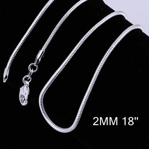 Wholesale 10pcs 2mm 925 Silver Plated Snake Chain Necklace 16"-24",Pick Length! - Picture 3 of 6