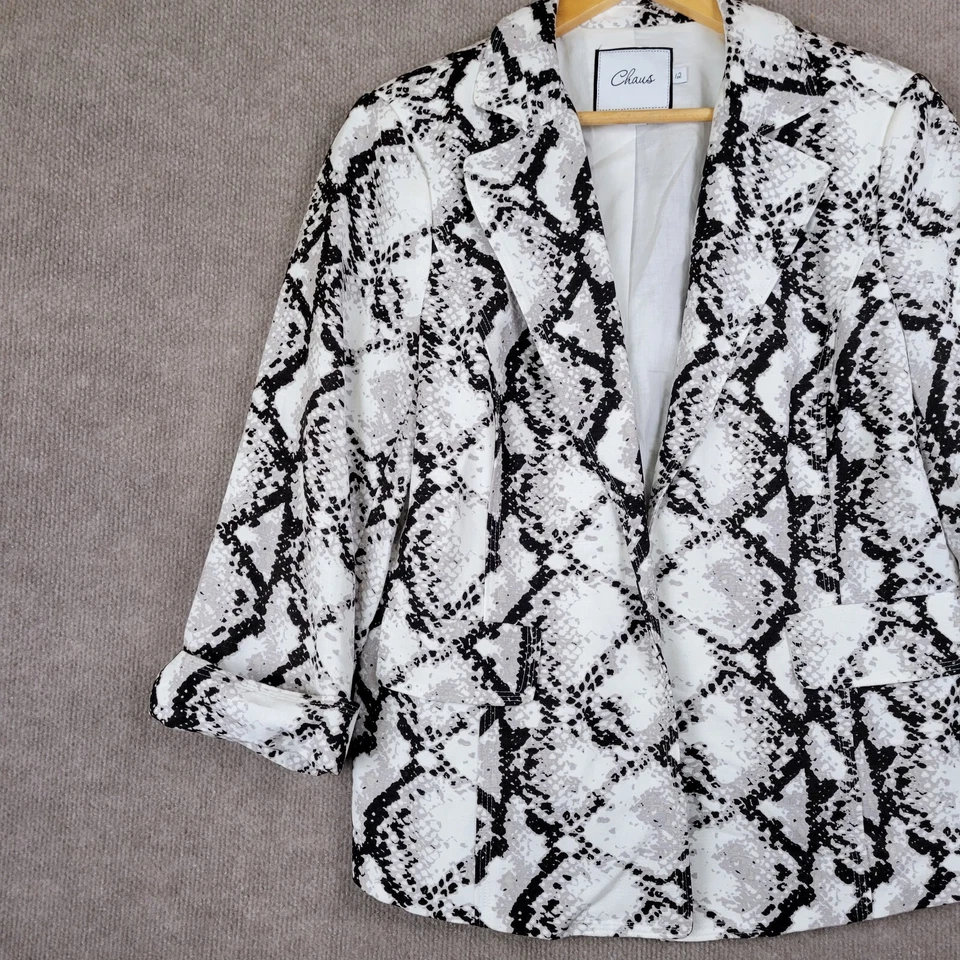 Blazer feminino CHAUS 12 casaco esportivo mistura de linho punho pico jaqueta de lapela (grande) - Imagem 3 de 4