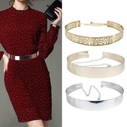 Gold Metal Mirror Belt Women Fashion 
