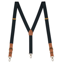 Men's Suspenders Y Back Adjustable Leather Elastic Y-Shaped Hooks Pants Braces 3