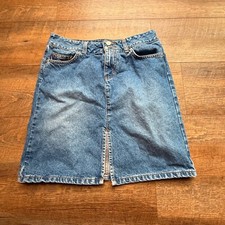 Vintage 80s BONGO Medium Wash High Waist Denim Mini Skirt Size 5