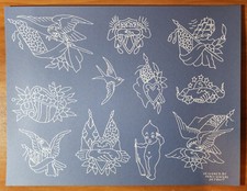 Percy Waters Traditional Vintage Style Tattoo Flash Sheet Eagle Ship USA Flag