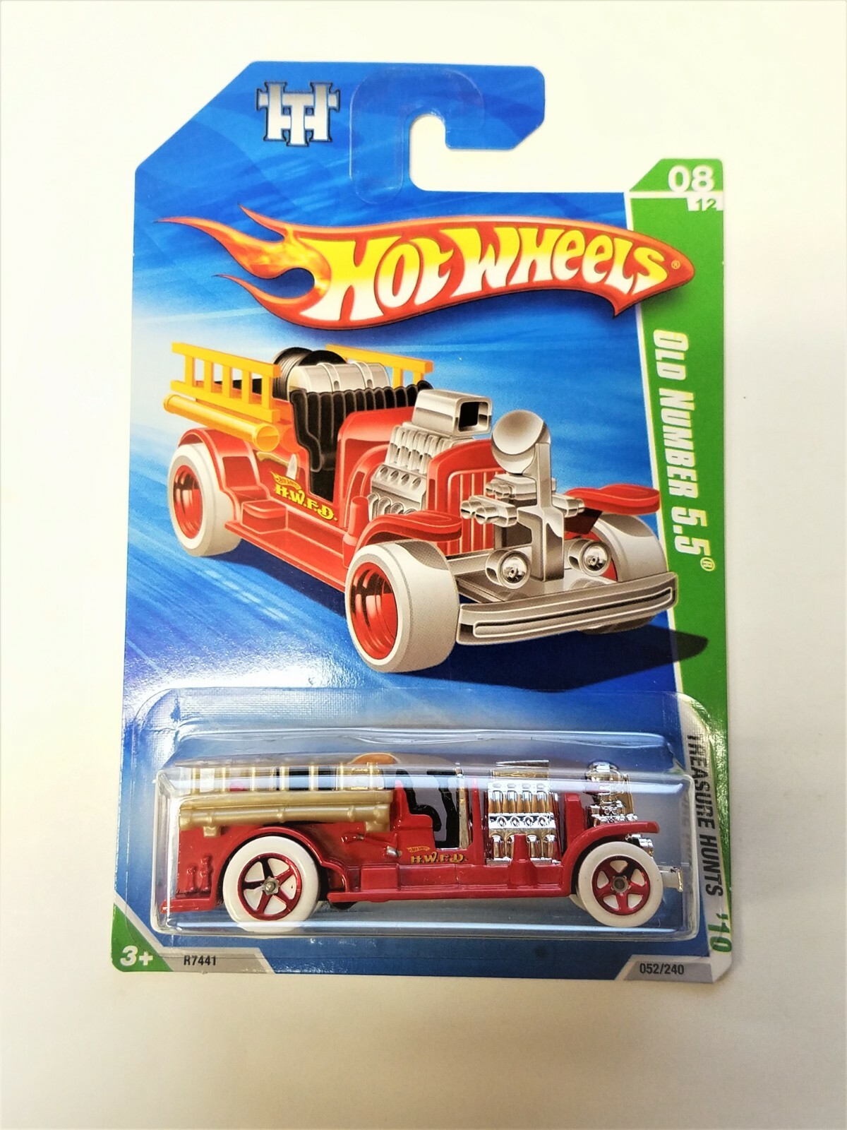 2010 Hot Wheels Treasure Hunt Old Number 5.5 Fire Truck Red Rims 8/12 NOC