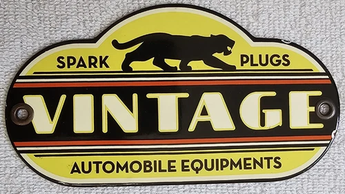 Vintage Spark Plugs Automobile Equipment Porcelain Sign License Plate Topper