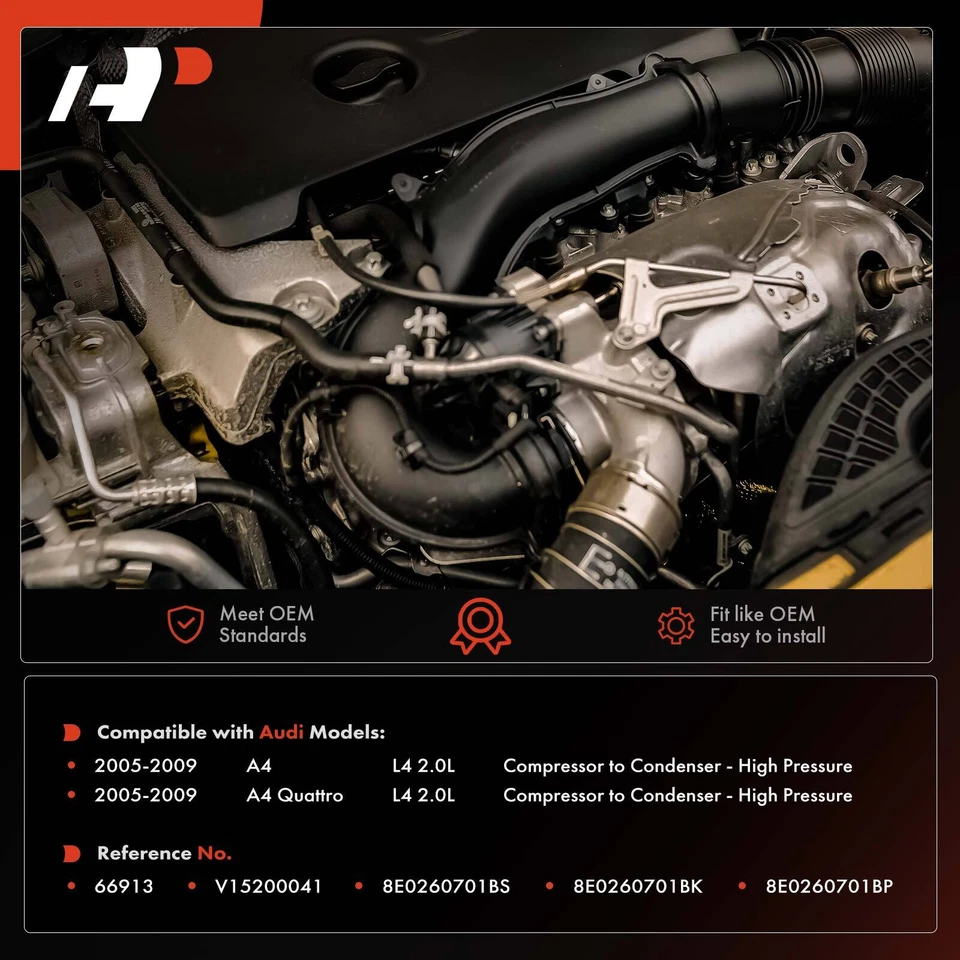 Manguera de línea de descarga de aire acondicionado para Audi A4 A4 Quattro 2005 2006-2009 L4 2,0 L V15200041 Foto 2 de 4