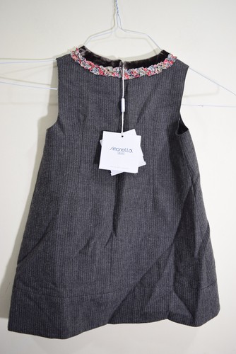SIMONETTA Mini TODDLER GIRL 2T Wool Blend Brown Smocked Dress Italy Made NEW - Picture 4 of 18