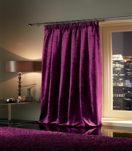 Thermal Self Lined Crush VELVET Winter Door Curtain Pencil Pleat - Picture 9 of 9