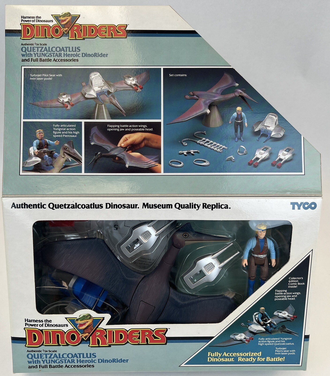 TYCO Dino Riders Quetzalcoatlus & Yungstar New In Open Box With Mini