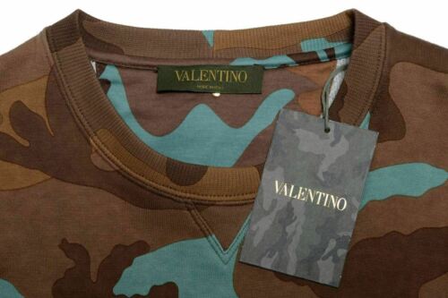 Valentino Men's Multi-Color Army Print Crewneck Sweatshirt US S IT 48 - Picture 3 of 3